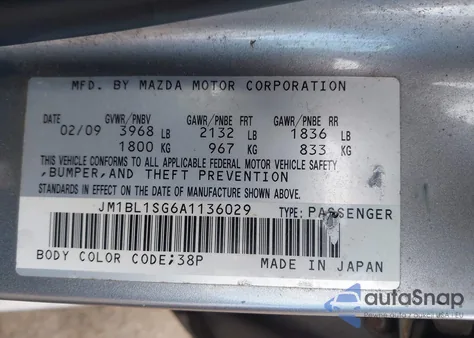 2010 Mazda Mazda3 I Touring from USA, damaged, VIN JM1BL1SG6A1136029